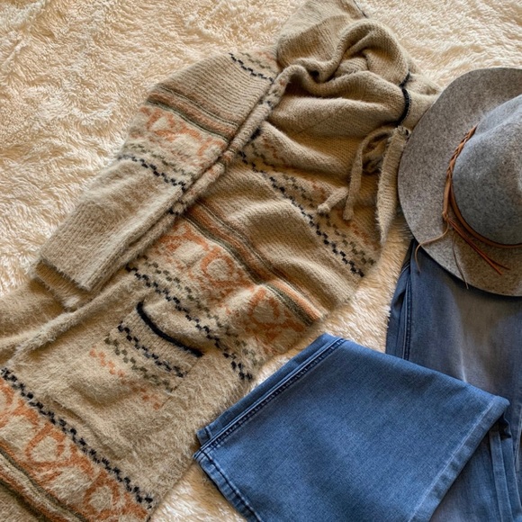 New Cozy Oversized Hooded Pocketed Long Cardigan Sweater Coat Western - Picture 4 of 7